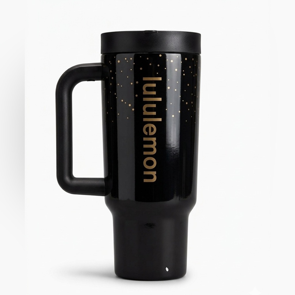 Lululemon Insulated Tumbler 40oz In The Shine Black and Gold  No Straw